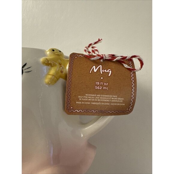 New Holiday Bakery Mug Ghost With Gingerbread Man Pink Border D37 - Picture 3 of 5